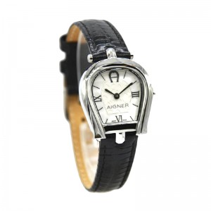 Aigner Perugina A07308 Silver White Black Leather Strap